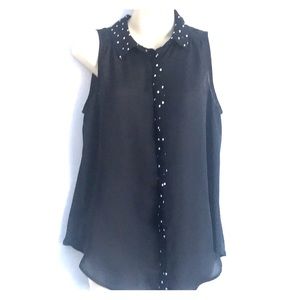 Elle sheer tank top Blouse Size s Black and white